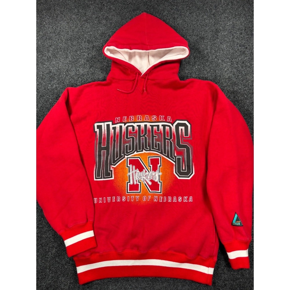 VTG Nebraska Huskers Hoodie Medium Red University of Nebraska Logo Athletic - Picture 2 of 8
